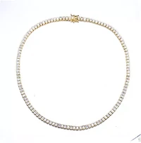 Lab Created Rozzato Sterling Silver 14K Gold Plated with Cubic Zirconia Classic Tennis Necklace