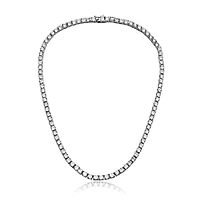 Lab Created Rozzato Sterling Silver White Gold Plated with 3mm Cubic Zirconia Tennis Necklace