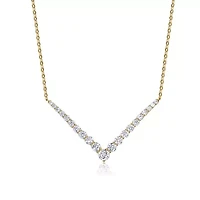 Lab Created 14K Gold-Plated with Clear Cubic Zirconia Chevron Layering Necklace