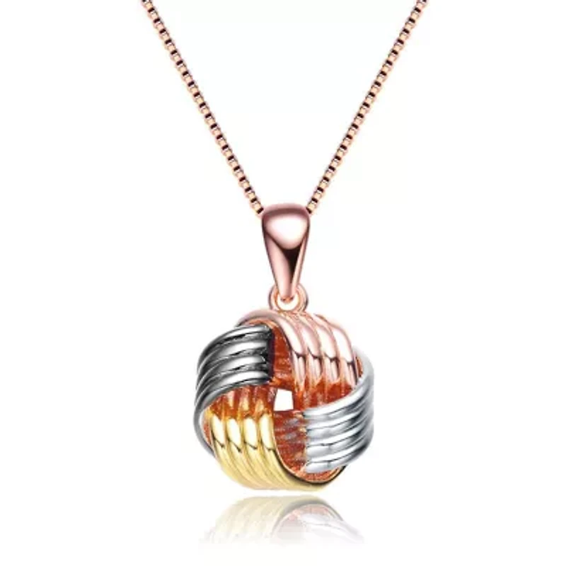Rozzato Sterling Silver 18K Rose Gold Plated Knot Necklace