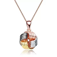 Rozzato Sterling Silver 18K Rose Gold Plated Knot Necklace