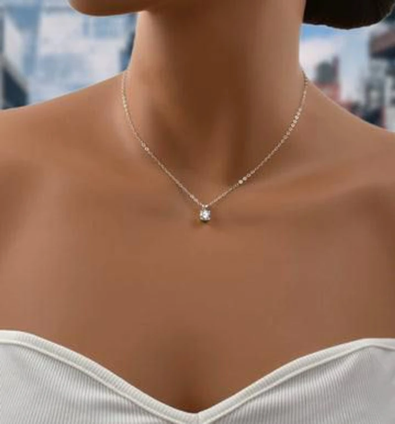 Round Cut Created White Topaz Necklace