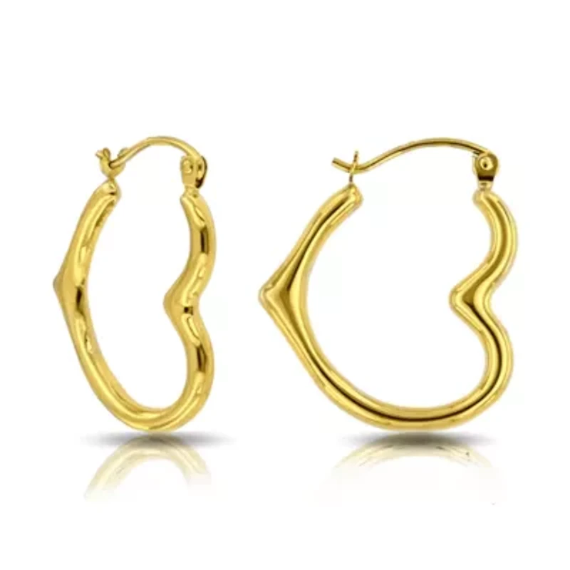 The Hanging Heart Gold Hoop Earrings