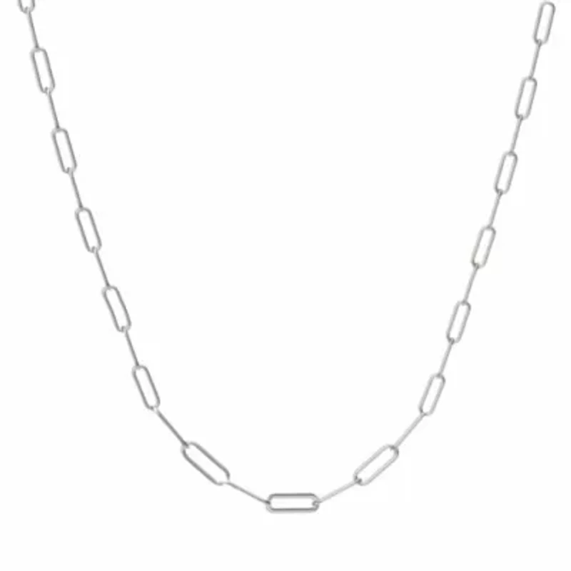 Sterling Silver Paperclip Chain Choker Necklace 18