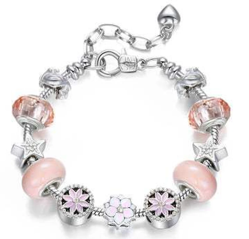 Flower Crystal Charm Bracelet