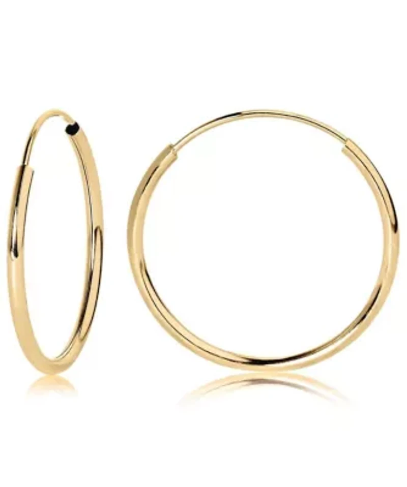 14K Yellow Gold Small Endless Hoop Earrings 14mm