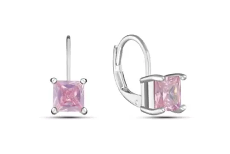 Created Pink Sapphire LeverBack Earrings