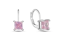 Created Pink Sapphire LeverBack Earrings