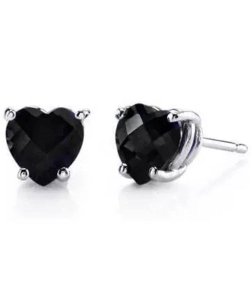 925 Sterling Silver Black Stud Earrings For Men And Women heart