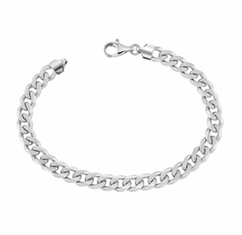 Chain Bracelet, 925 Sterling Silver Curb Link Chain Bracelet, Unisex, Italian Made Sterling Silver, Thick 8MM 8 Inch Bracelet