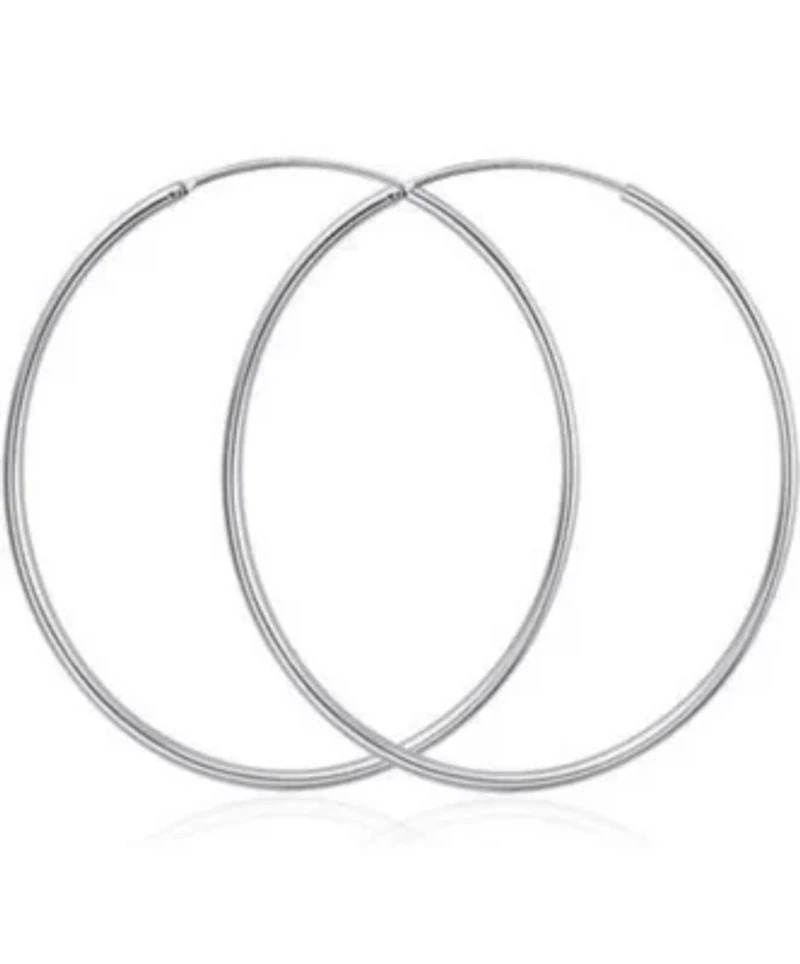 925 Sterling Silver Large 65MM Endless 2MM Tube Hoop Earrings