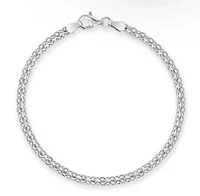 Chain Link Bracelet, 925 Sterling Silver Bismark Link Chain Bracelet, Unisex, Italian Made Sterling Silver, 3MM 7 Inch Bracelet