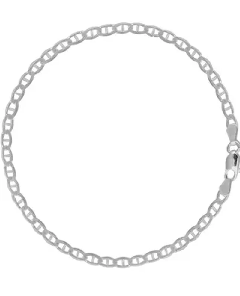 Solid Sterling Silver Chain Link Anklet 10