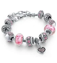 Pink Crystal Charm Bracelet