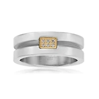 Men's Stainless Steel Cubic Zirconia Ring with Goldtone Ion Plating