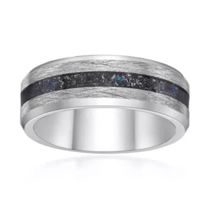 Men's Stainless Steel Ring with Titanium Inlay