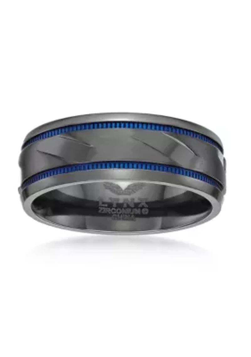 Black Zirconium Ring with Blue Ion Plating - 8MM