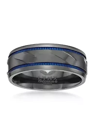 Black Zirconium Ring with Blue Ion Plating - 8MM