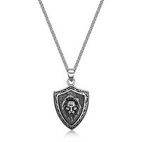 Antiqued Finish Stainless Steel Lion Pendant with Picasso Jasper