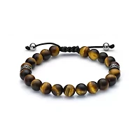 Stainless Steel Bracelet with Tiger Eye Beads