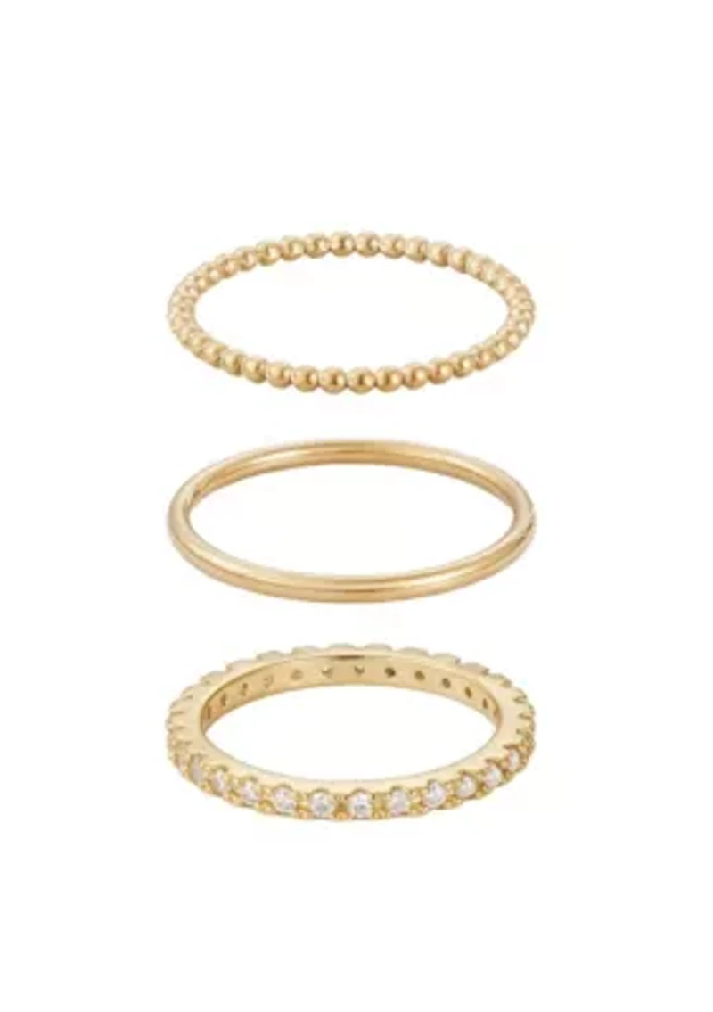 14k Gold Plated 3-Band Eternity Band Set