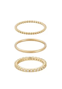 14k Gold Plated 3-Band Eternity Band Set