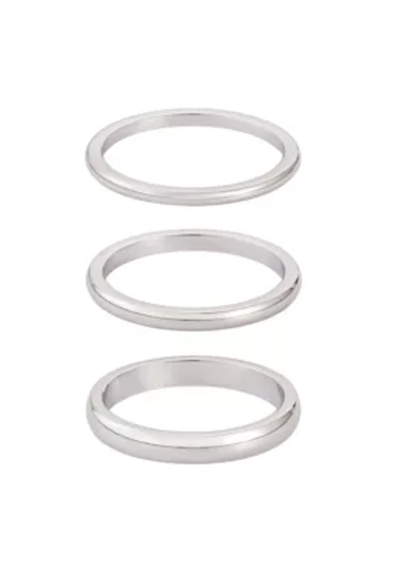 Tarnish Resistant Silver Stacking Band Set