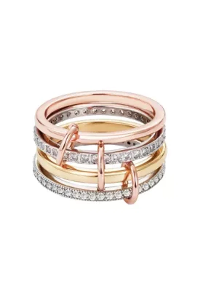 Mixed Metal Connected 4-Piece Ring Stack