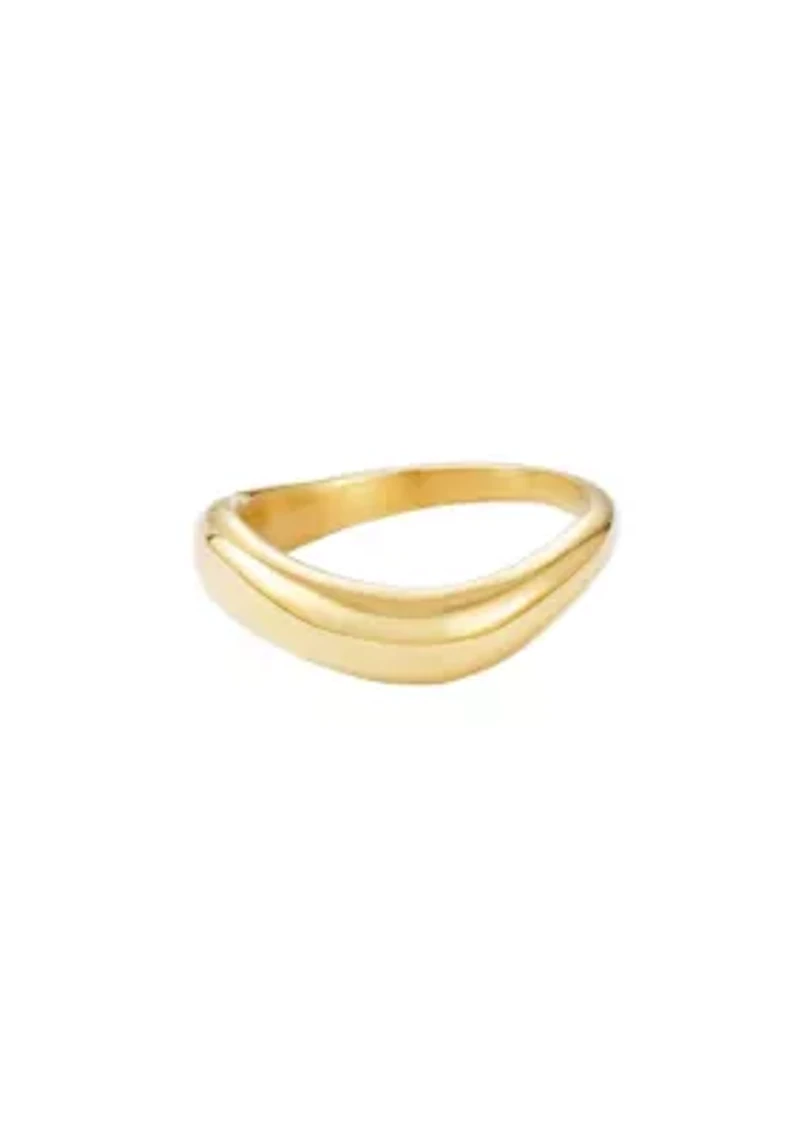 Tarnish Resistant 18k Gold Plated Curved Band