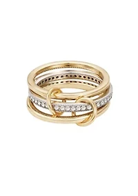 14k Gold and Silver Plated Connected 3-Piece Ring Stack