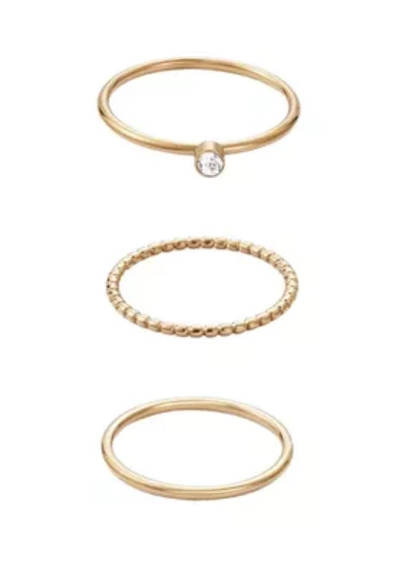 Tarnish Resistant 18k Gold Plated 3-Ring Set