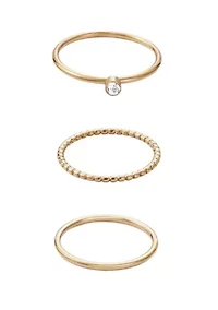 Tarnish Resistant 18k Gold Plated 3-Ring Set