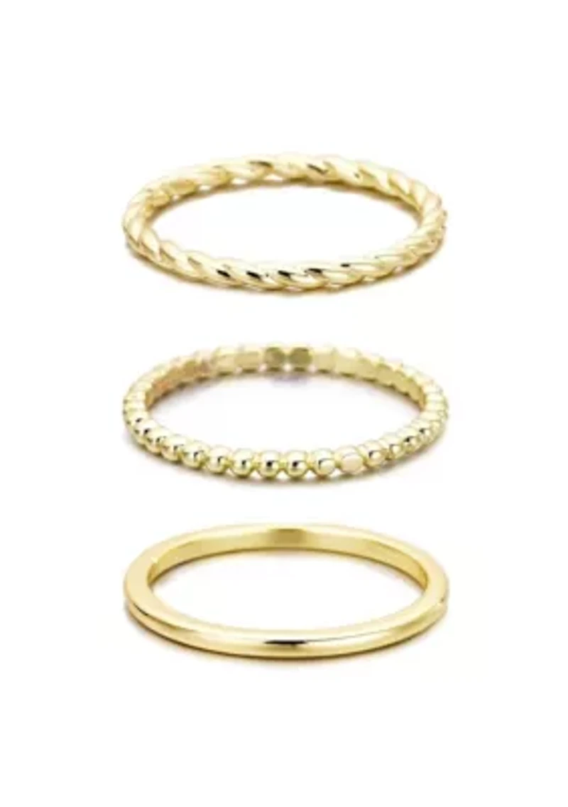 14k Yellow Gold Plated Thin Stacking Band Set
