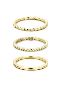 14k Yellow Gold Plated Thin Stacking Band Set