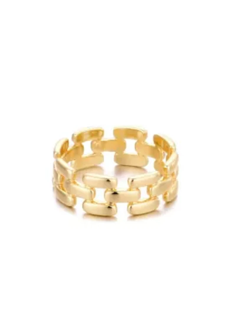 14k Gold Plated Grid Pattern Band