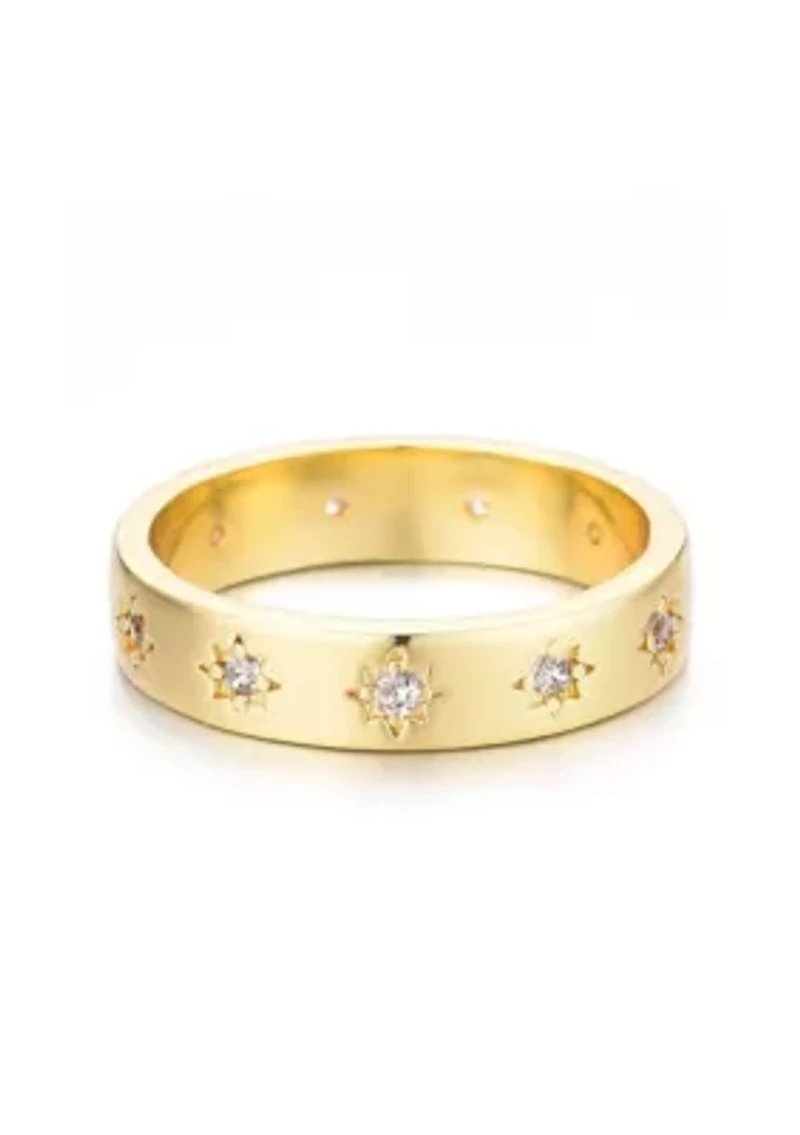 14k Gold Plated Stars Band Ring