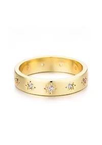 14k Gold Plated Stars Band Ring