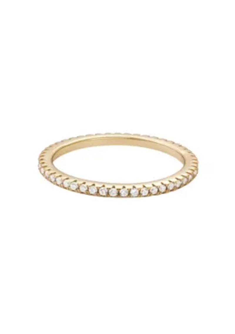 14k Gold Vermeil .925 Sterling Silver CZ Eternity Band Ring