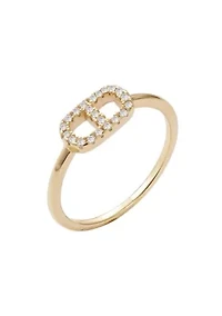 14k Gold Vermeil .925 Sterling Silver CZ Mariner Link Ring