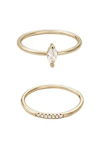 14k Gold Plated CZ Marquis Ring Set