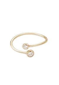 14k Gold Vermeil .925 Sterling Silver Adjustable Crystal Overlapping Ring Small