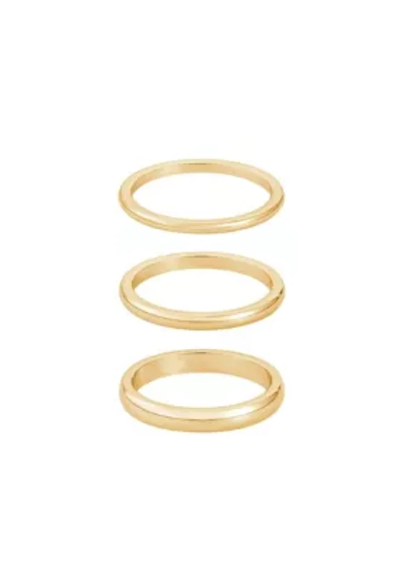 Tarnish Resistant 18k Gold Plated Stacking Band Set