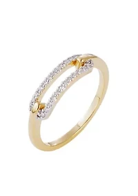 14k Gold Plated CZ Link Ring