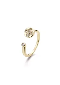 14k Gold Plated Open Bands CZ Clover Ring