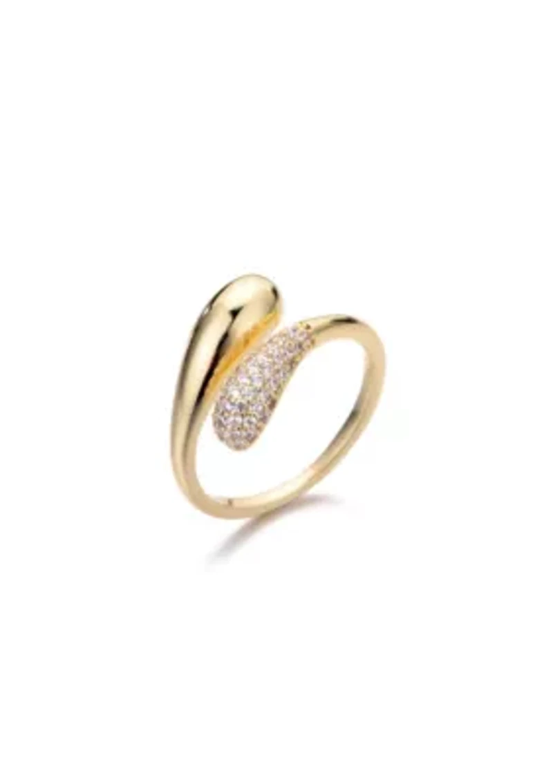 14k Gold Plated CZ Curved Bands Ring