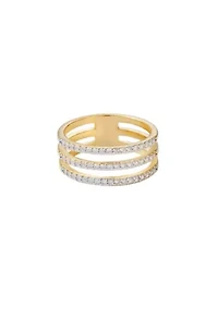 14k Gold Plated CZ Triple Band Ring