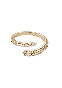 14k Gold Plated Overlapping CZ Pave Bands