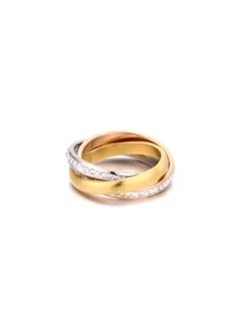 Tarnish Resistant Two-Tone CZ Rolling Eternity Bands
