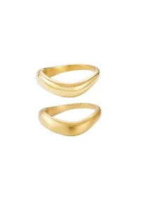 Tarnish Resistant 18k Gold Plated Nesting Curved Band Set