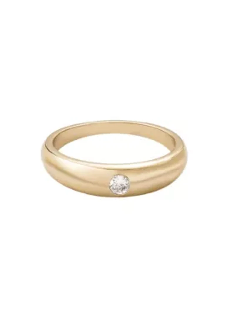 14k Gold Plated CZ Chubby Band Ring